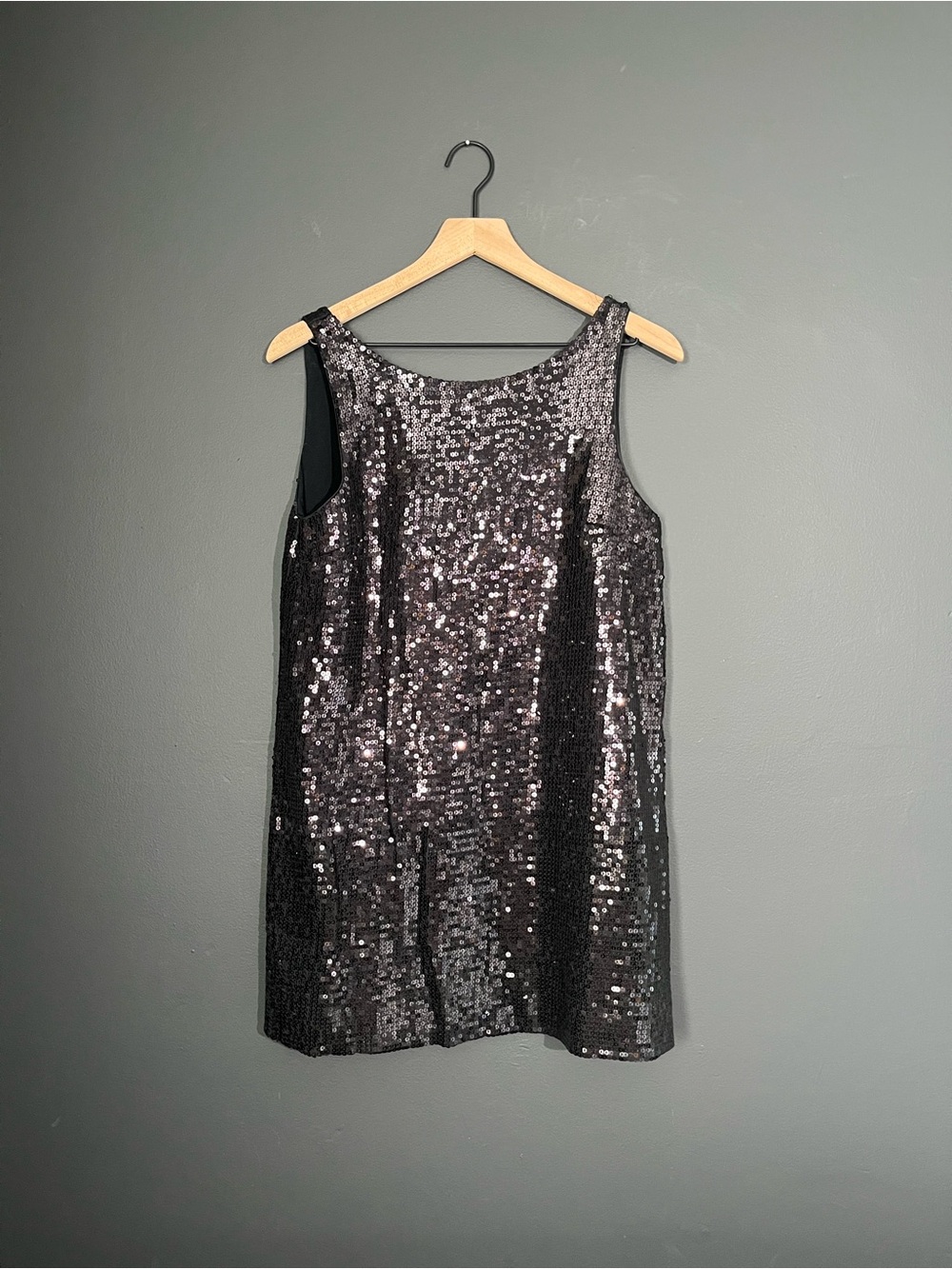 Y2K Free People Black Sequin Shift Dress Size 8 Sleeveless Party Cocktail Mini